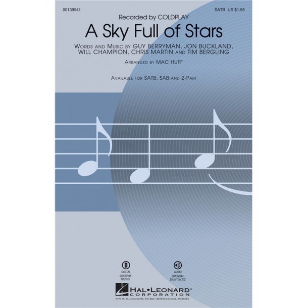 Coldplay A Sky Full Of Stars (Arr Huff Mac) Satb Choral