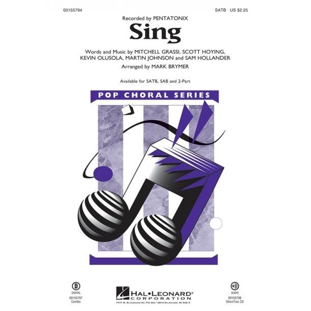 Pentatonix: Sing (Arr. Mark Brymer) Two Part Choral