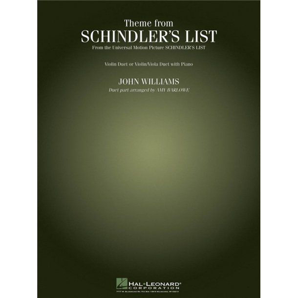 SCHINDLERS LIST THM 2VLN OR VLN/VLA