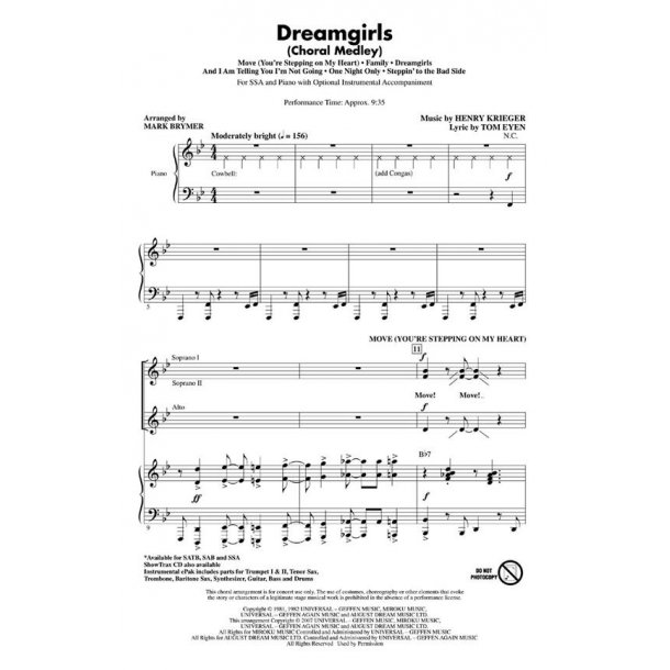 KRIEGER HENRY/EYEN TOM DREAMGIRLS CHORAL MEDLEY (BRYMER MARK) SSA CHOR