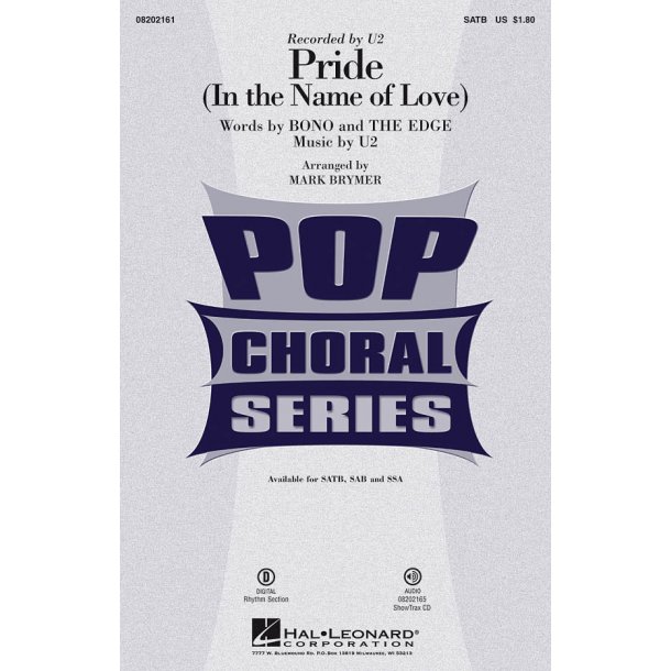 U2 PRIDE IN THE NAME OF LOVE (ARR BRYMER MARK) SATB CHORAL
