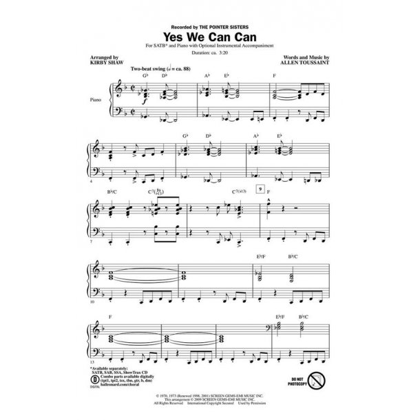 TOUSSAINT ALLEN YES WE CAN CAN (ARR SHAW KIRBY) SHOWTRAX CD