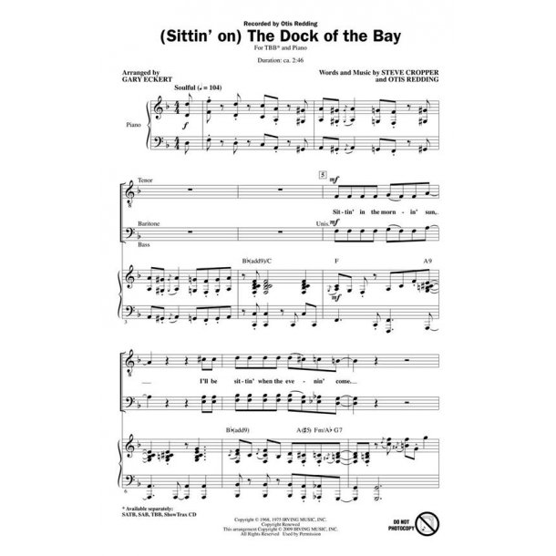 REDDING OTIS SITTIN' ON THE DOCK OF THE BAY (ARR ECKERT GARY) TBB CHOR