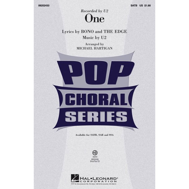 U2 ONE (ARR HARTIGAN MICHAEL) SATB CHORAL