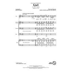 LENNON JOHN/MCCARTNEY PAUL GIRL (ARR SHARON DEKE) TTBB A CAPPELLA CHOR
