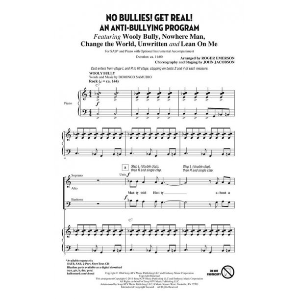 NO BULLIES GET REAL (EMERSON ROGER) SAB CHORAL