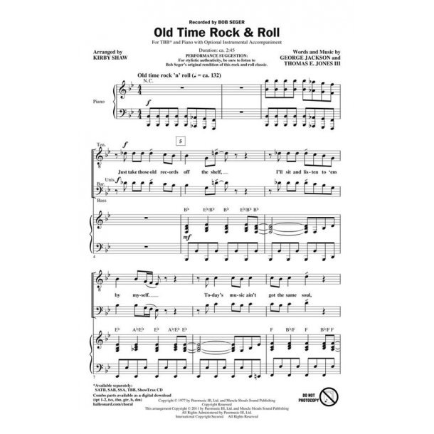 SEGER BOB OLD TIME ROCK & ROLL (SHAW KIRBY) TBB CHORAL