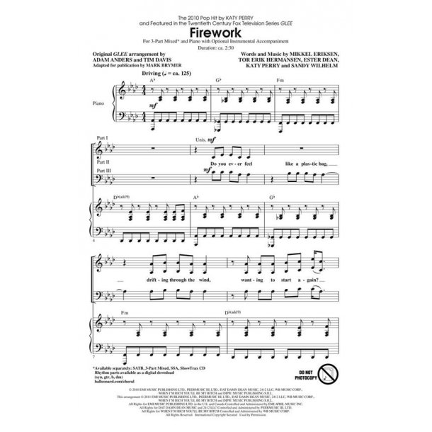 Perry Katy Firework (Anders Adam/Davis Tim) 3 Part Mixed Choral