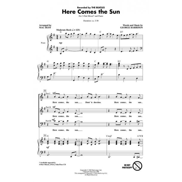The Beatles Here Comes The Sun (Arr Huff Mac) Voicetrax Cd