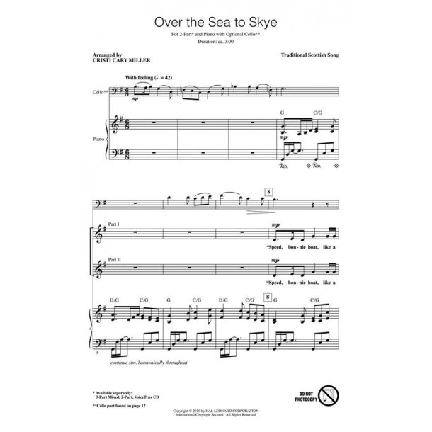 OVER THE SEA TO SKYE (MILLER CRISTI CARY) 2 PART CHORAL