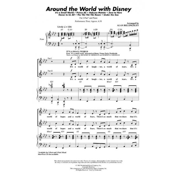 Around The World With Disney (Arr Billingsley Alan) Showtrax Cd