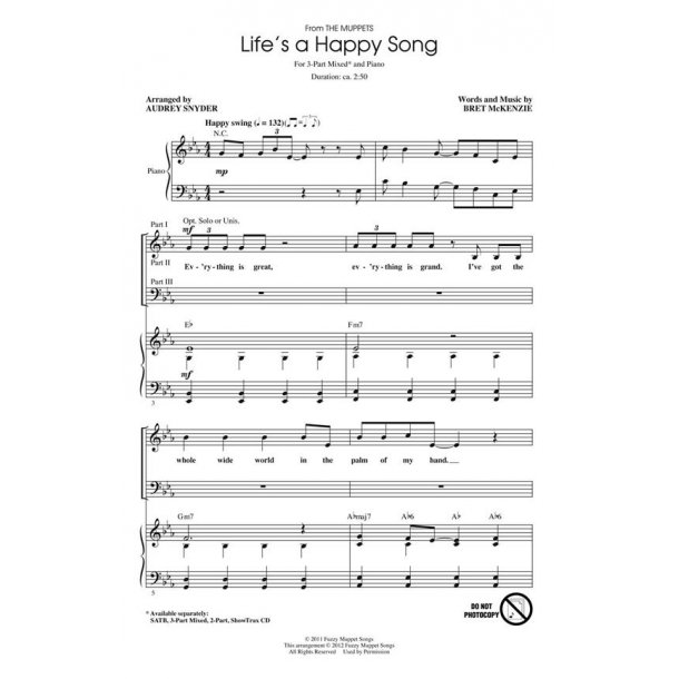 LIFE'S A HAPPY SONG FROM THE MUPPETS (SNYDER AUDREY) 3PT MIXED CHORAL