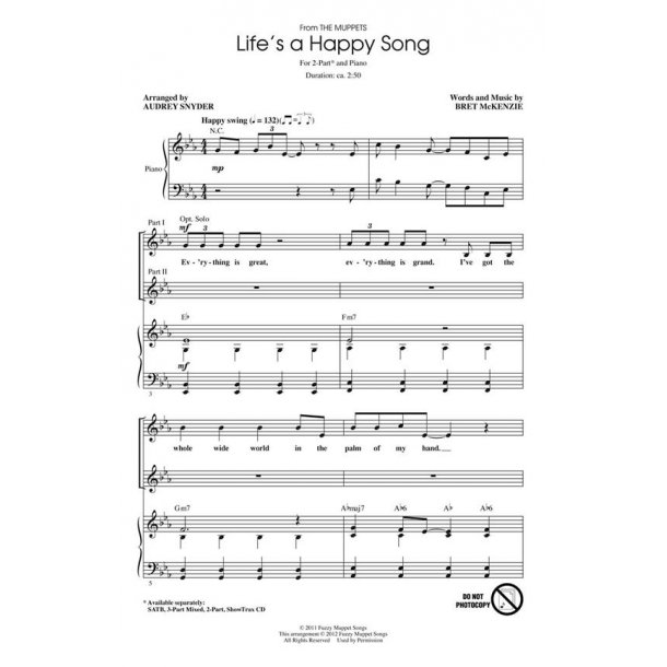 LIFE'S A HAPPY SONG FROM THE MUPPETS (ARR SNYDER AUDREY) 2PT CHORAL