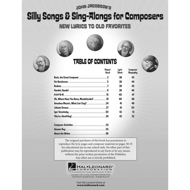 SILLY SONGS AND SING ALONGS FOR COMPOSERS PERFORMANCE ACCOMP CD