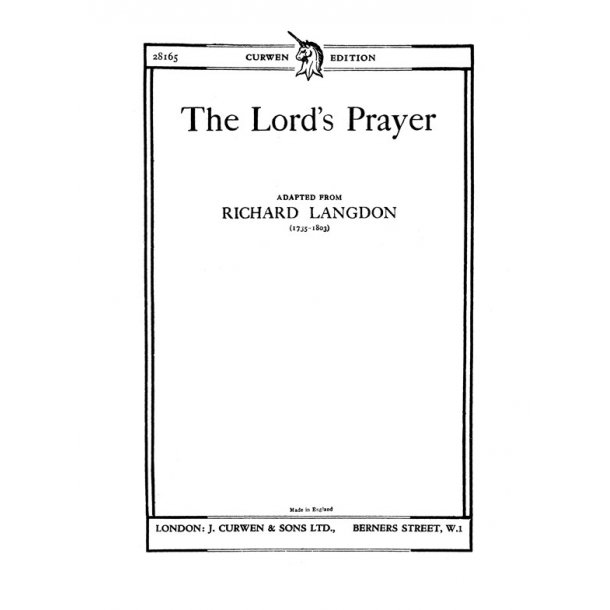 Langdon, R The Lord's Prayer Satb/Tonic