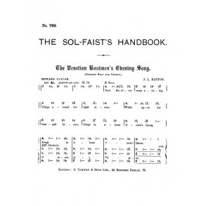 Hatton, J The Venetian Boatmen's Evening Song Satb Tonic Solfa