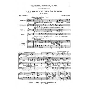 Callcott The First Twitter Of Spring Satb