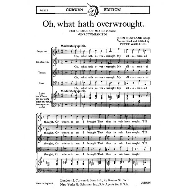 Dowland What Hath Overwrought Satb
