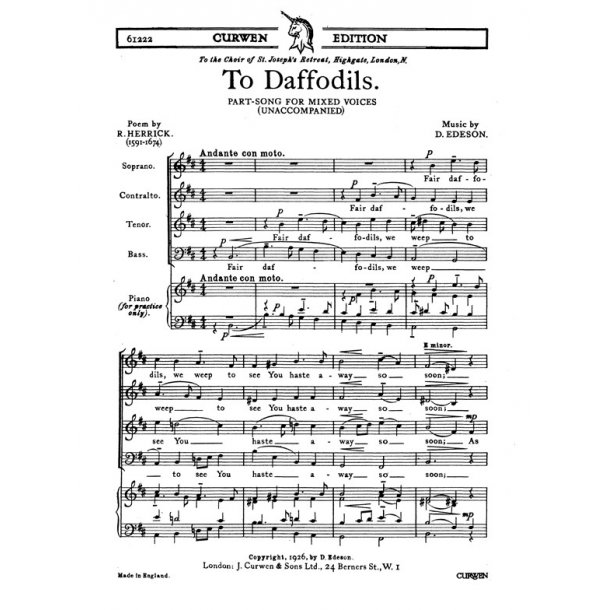 Edeson To Daffodils Satb
