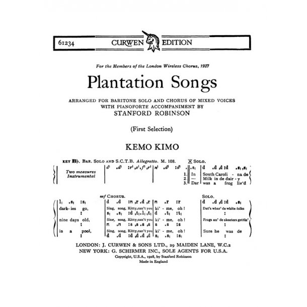 Robinson Plantation Songs Satb