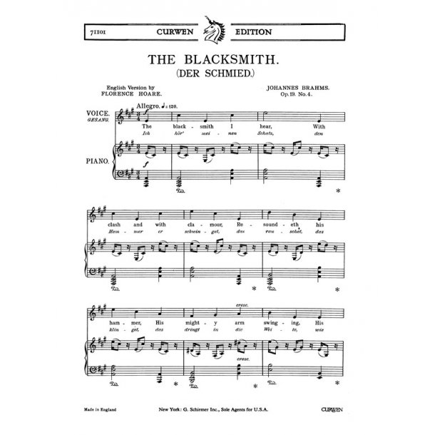 Brahms, J The Blacksmith Unison/Piano