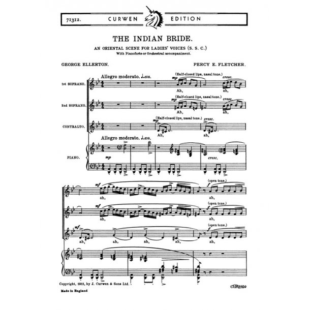 Fletcher, P The Indian Bride Ssa/Piano