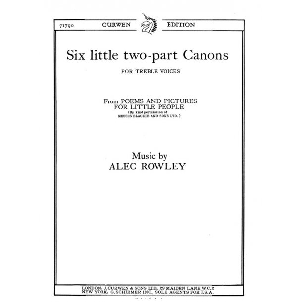 Rowley, A Six Little Two-part Canons 2pt/Piano