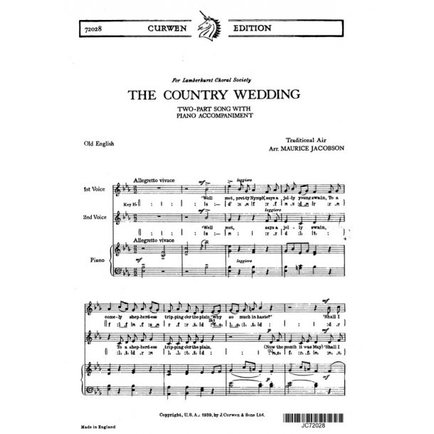 Jacobson, M The Country Wedding 2pt/Piano