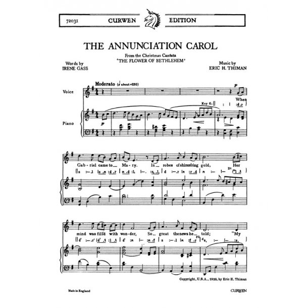 Thiman, E The Annunciation Carol Unison