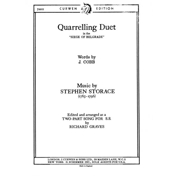Storace, R Quarrelling Duet Ss/Piano