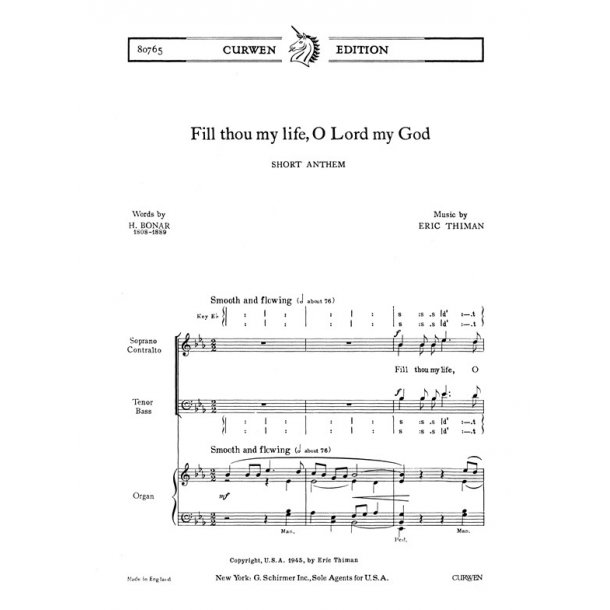 Thiman Fill Thou My Life, O Lord My God Satb