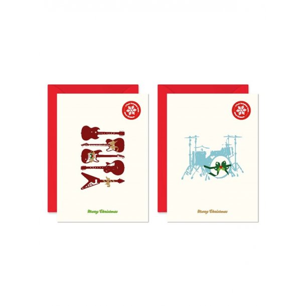 My World Xmas Card - Pack Of 6 - Guitar/Drum