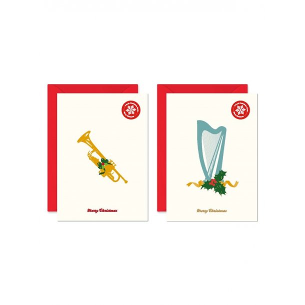 My World Xmas Card - Pack Of 6 - Harp/Trumpet