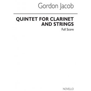 Jacob: Quintet For Clarinet And Strings Study Score
