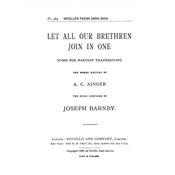 Sir Joseph Barnby: Let All Our Brethren Join In One Satb/Organ