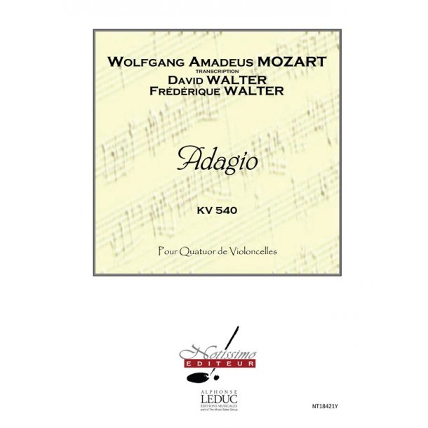 Mozart Adagio (Walter D) Cello Quartet Score &amp; Parts