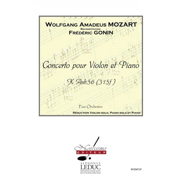 Mozart Concerto K. Anh56 315f (Gonin) Violin & Piano Book