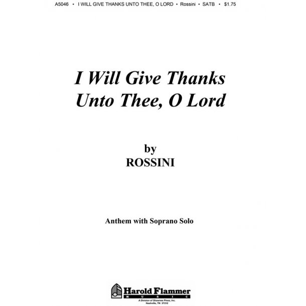 I Will Give Thanks Satb
