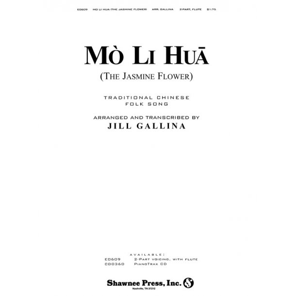 GALLINA MO LI HUA (THE JASMINE FLOWER) 2 PART, FLUTE