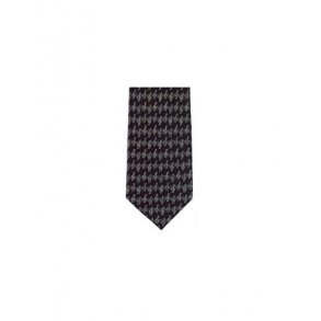 Tie Studio: Silver Clefs On Black Silk Tie