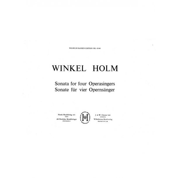 Mogens Winkel Holm: Sonata For Four Opera Singers Op.29 (Vocal Score)