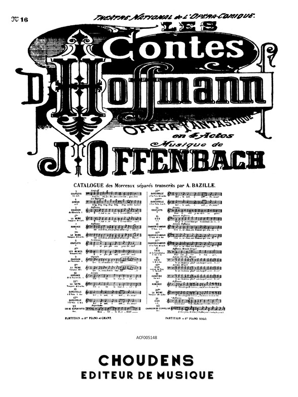 OFFENBACH CONTES D'HOFFMANN (LES) N° 16 CHANSON D'AMOUR À 2 VOIX C'EST