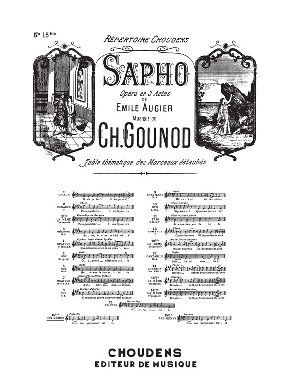 GOUNOD SAPHO N° 15BIS STANCES Ô MA LYRE IMMORTELLE CONTRALTO CHANT ET