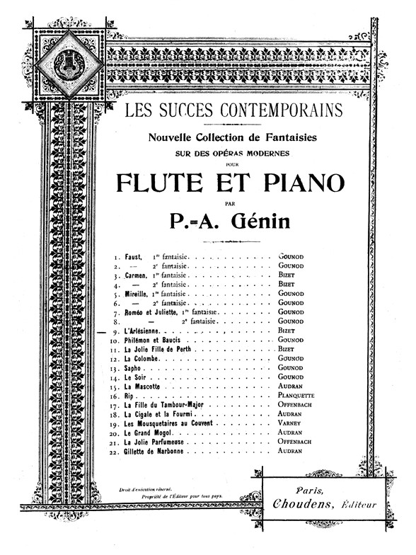 Bizet Arlesienne Fantaisie Flt/Pf