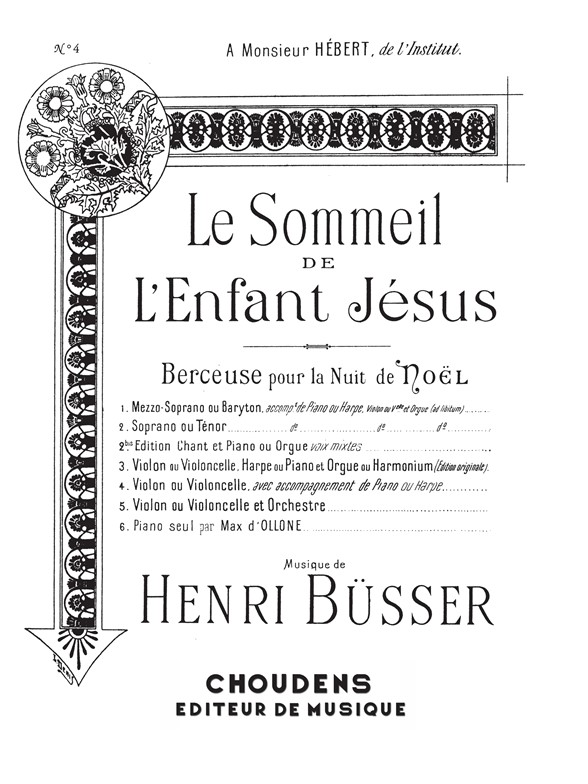 BUSSER SOMMEIL DE L'ENFANT-JÉSUS (LE) N° 4 VIOLON OU VIOLONCELLE ET PI