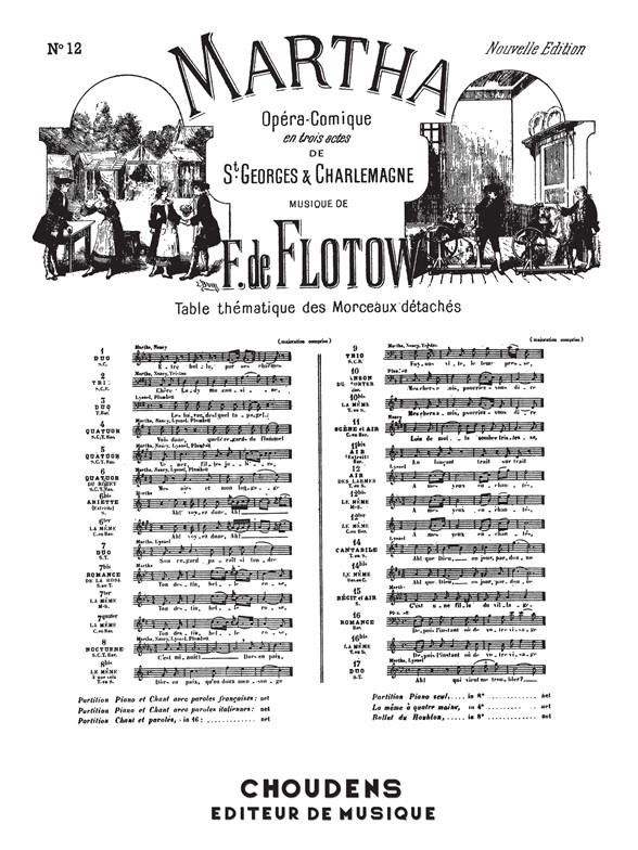 FLOTOW MARTHA N° 12 AIR DES LARMES À MES YEUX ENCHANTÉS TÉNOR OU SOPRA