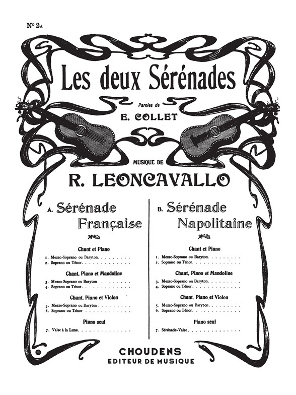 LEONCAVALLO 3 SÉRÉNADES (LES) N° 2A SÉRÉNADE FRANÇAISE SOPRANO OU TÉNO