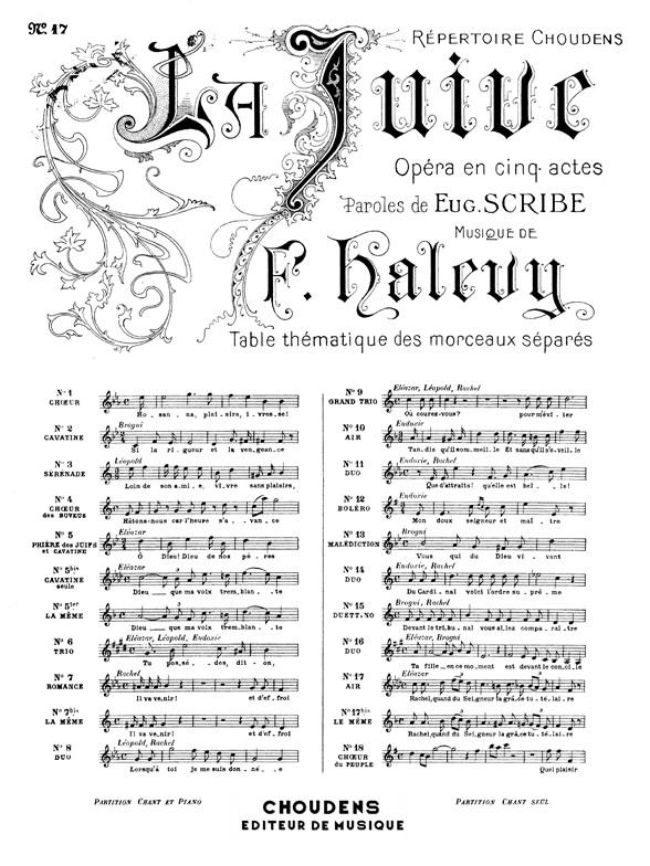 HALÉVY JUIVE (LA) N° 17 AIR RACHEL QUAND DU SEIGNEUR TÉNOR CHANT/PIANO