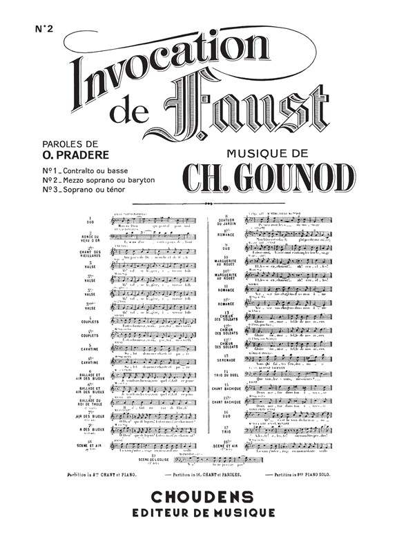 GOUNOD FAUST INVOCATION N° 2 AVANT DE QUITTER CES LIEUX MEZZO OU BARYT