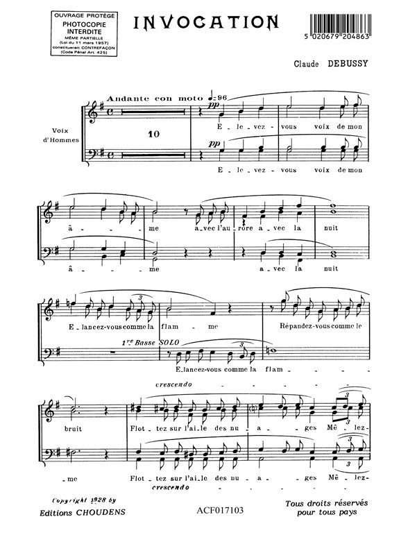 DEBUSSY INVOCATION CHOEUR